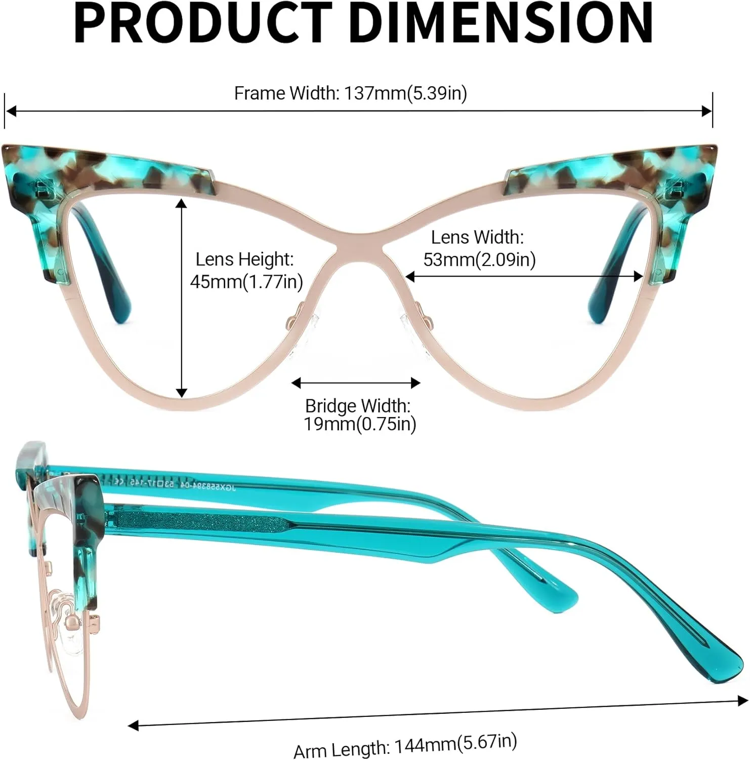 Zeelool Oversized Cat Eye Glasses Frame with Non-prescription Clear Lens Fashion Eyewear Glasses for Women