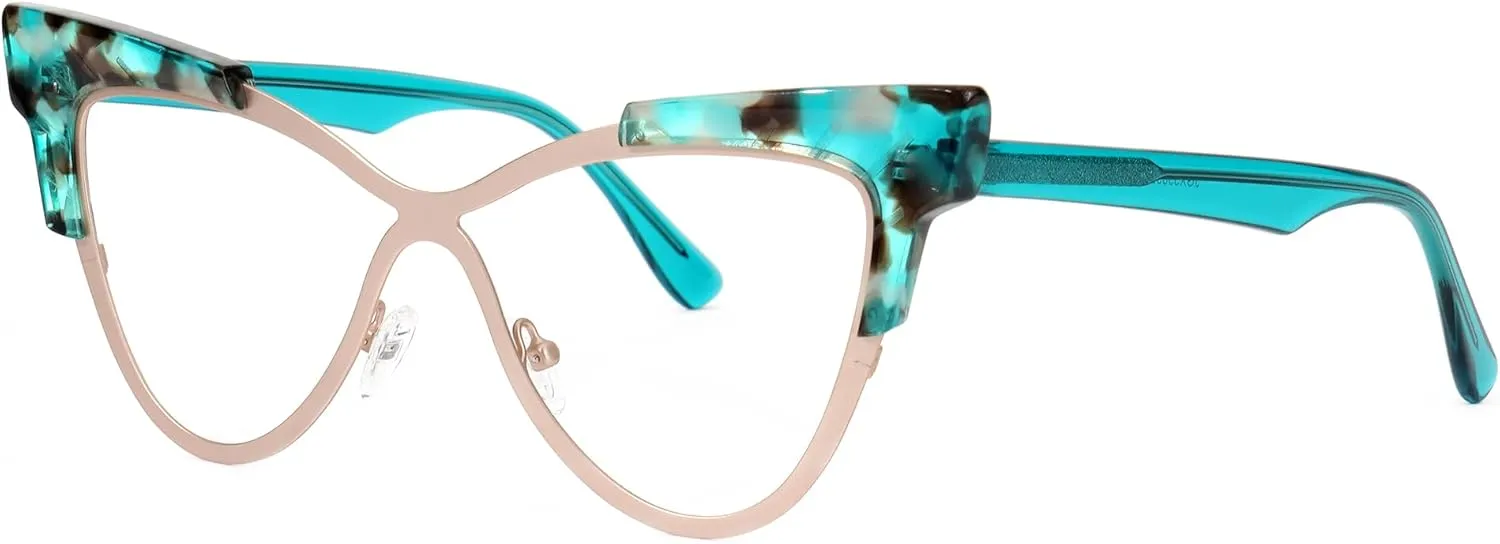 Zeelool Oversized Cat Eye Glasses Frame with Non-prescription Clear Lens Fashion Eyewear Glasses for Women