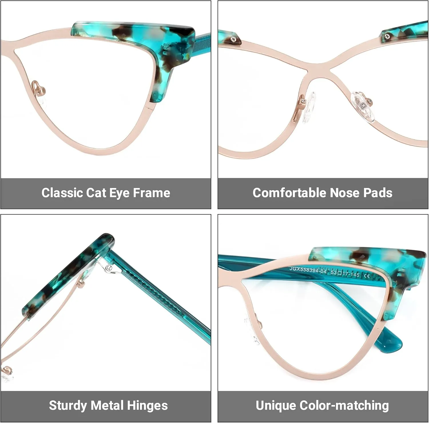 Zeelool Oversized Cat Eye Glasses Frame with Non-prescription Clear Lens Fashion Eyewear Glasses for Women