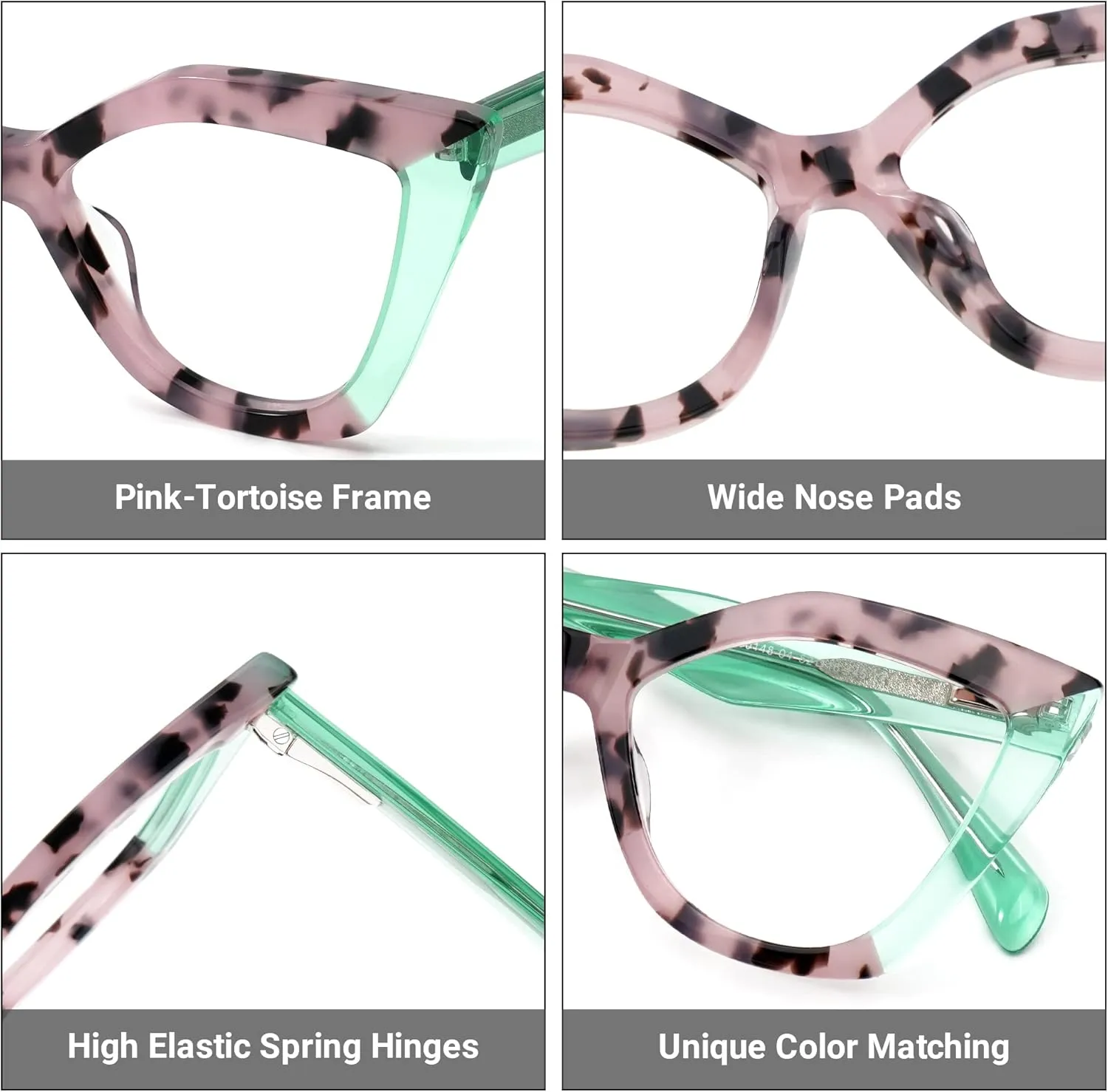 Zeelool Stylish Acetate Cat Eye Glasses Frame with Non-prescription Clear Lens Women Oversized Eyewear Spitler ZJGA100148