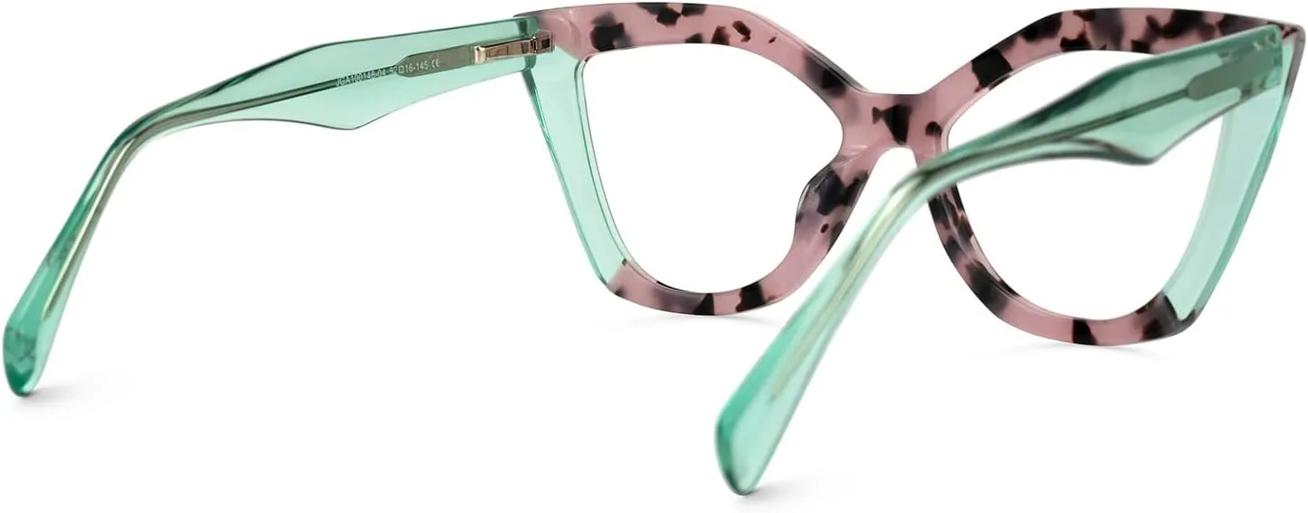 Zeelool Stylish Acetate Cat Eye Glasses Frame with Non-prescription Clear Lens Women Oversized Eyewear Spitler ZJGA100148