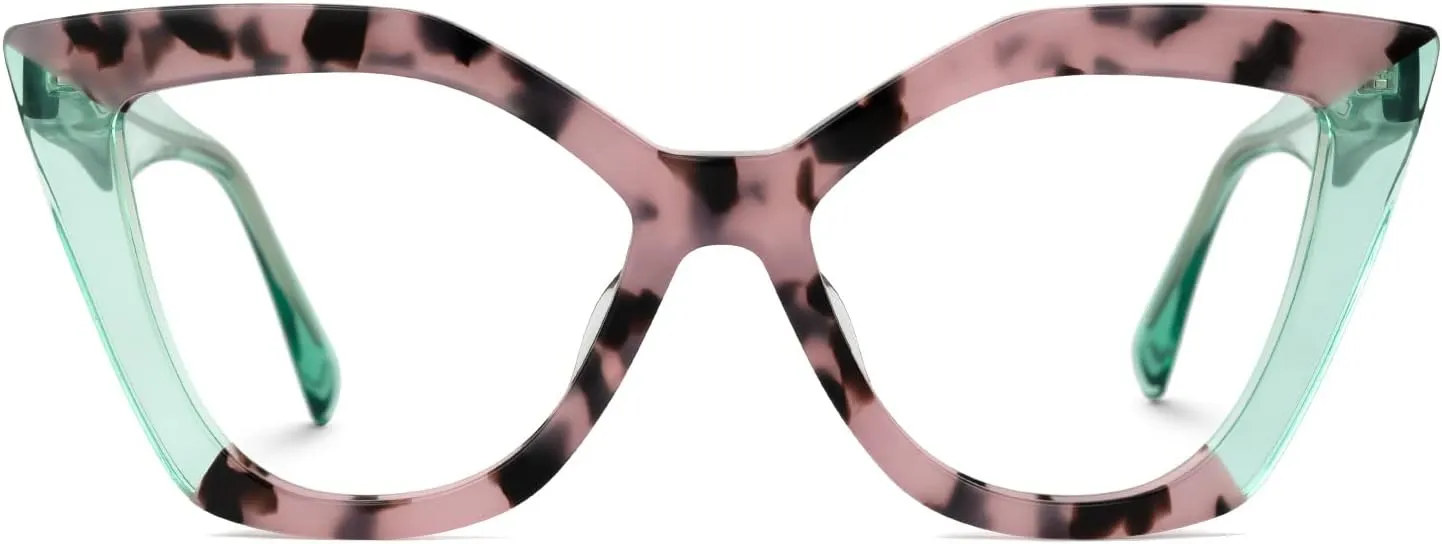 Zeelool Stylish Acetate Cat Eye Glasses Frame with Non-prescription Clear Lens Women Oversized Eyewear Spitler ZJGA100148