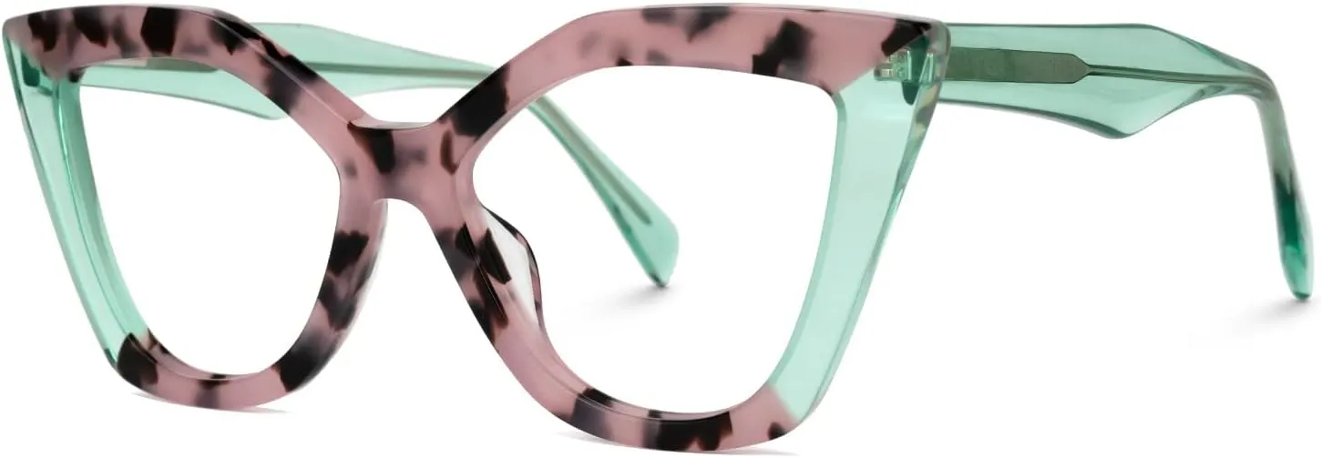Zeelool Stylish Acetate Cat Eye Glasses Frame with Non-prescription Clear Lens Women Oversized Eyewear Spitler ZJGA100148
