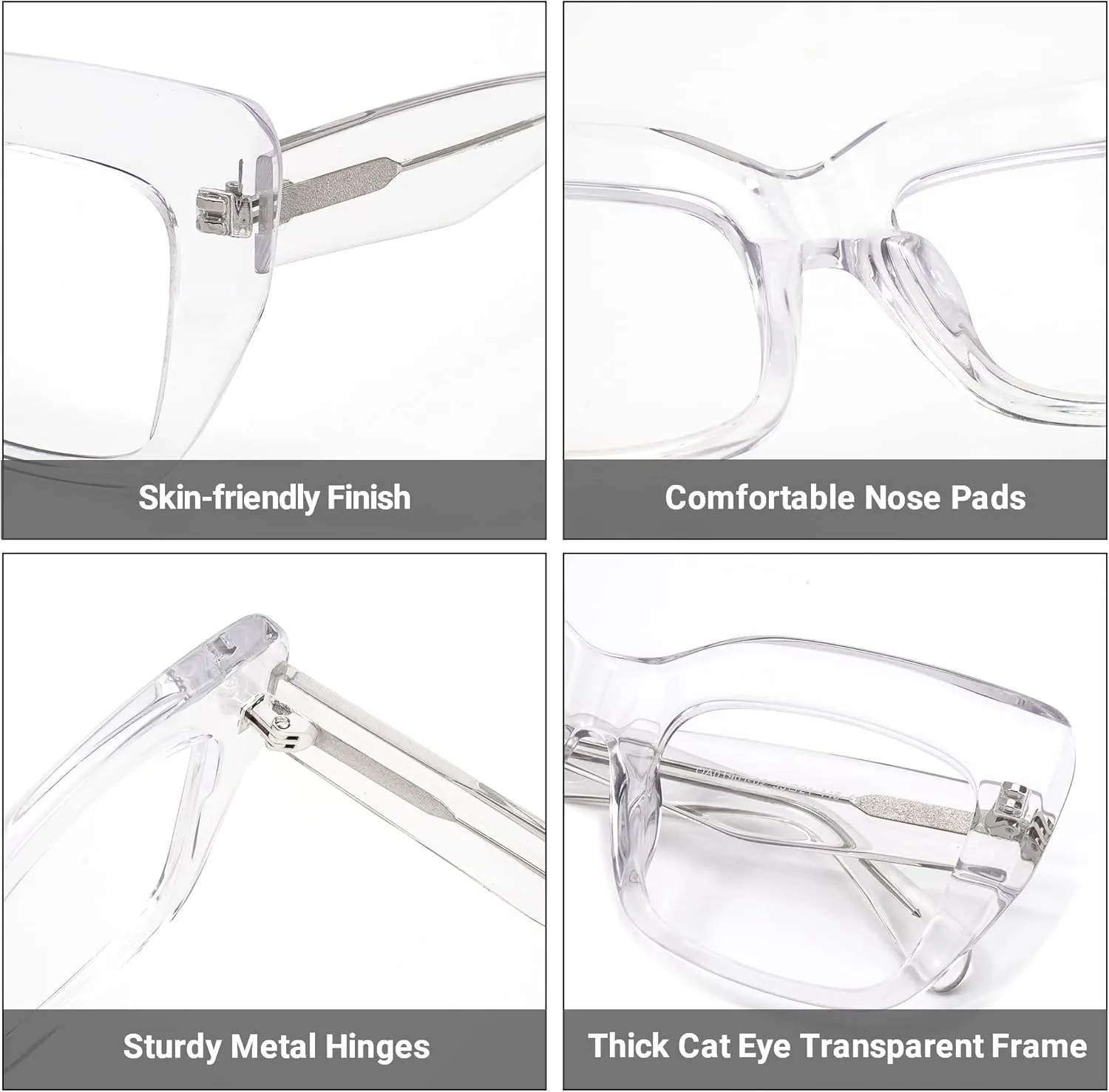 Zeelool Stylish Thick Cat Eye Glasses Frame with Clear Lens Charmaine ZOA01901