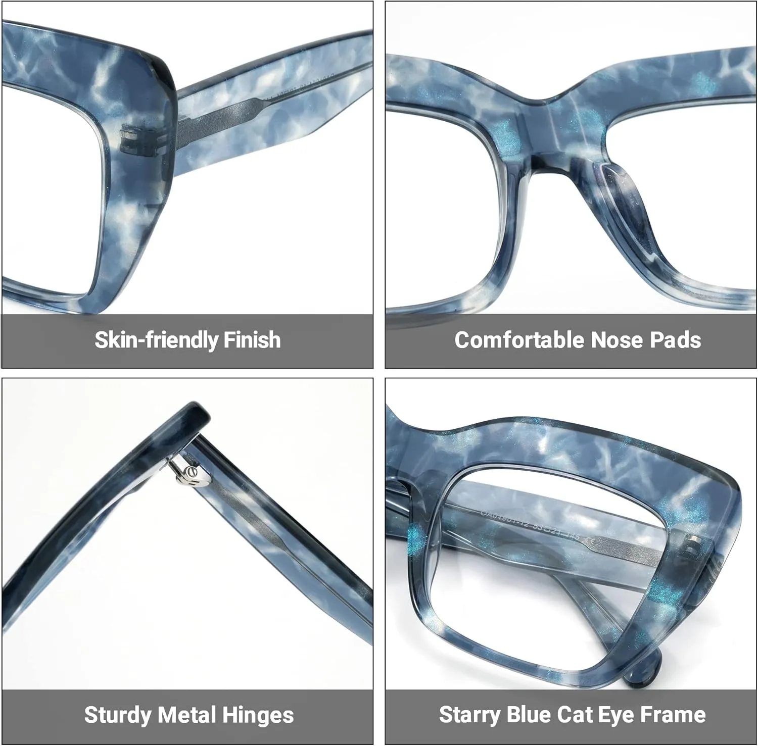 Zeelool Stylish Thick Cat Eye Glasses Frame with Clear Lens Charmaine ZOA01901