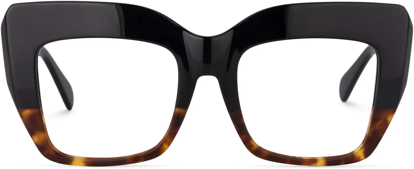 Zeelool Stylish Thick Cat Eye Glasses Frame with Clear Lens Charmaine ZOA01901