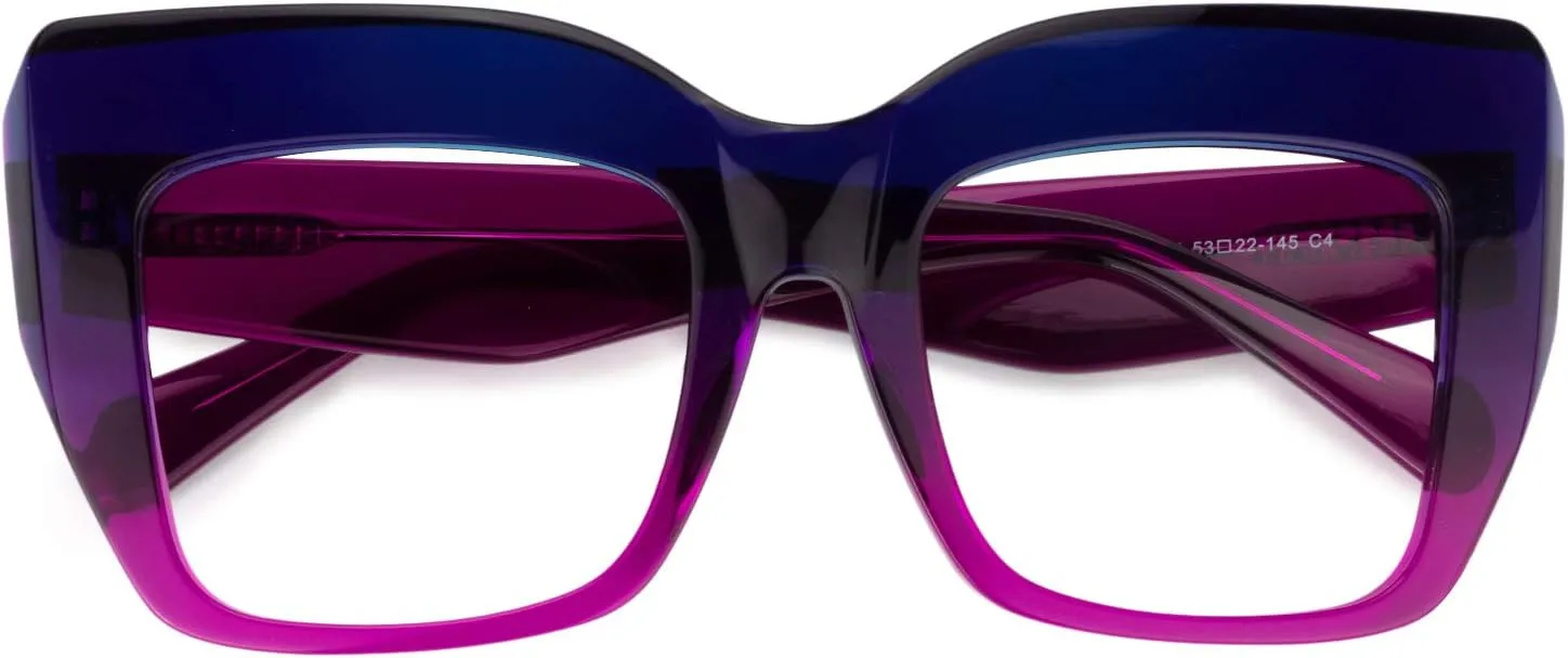 Zeelool Stylish Thick Cat Eye Glasses Frame with Clear Lens Charmaine ZOA01901