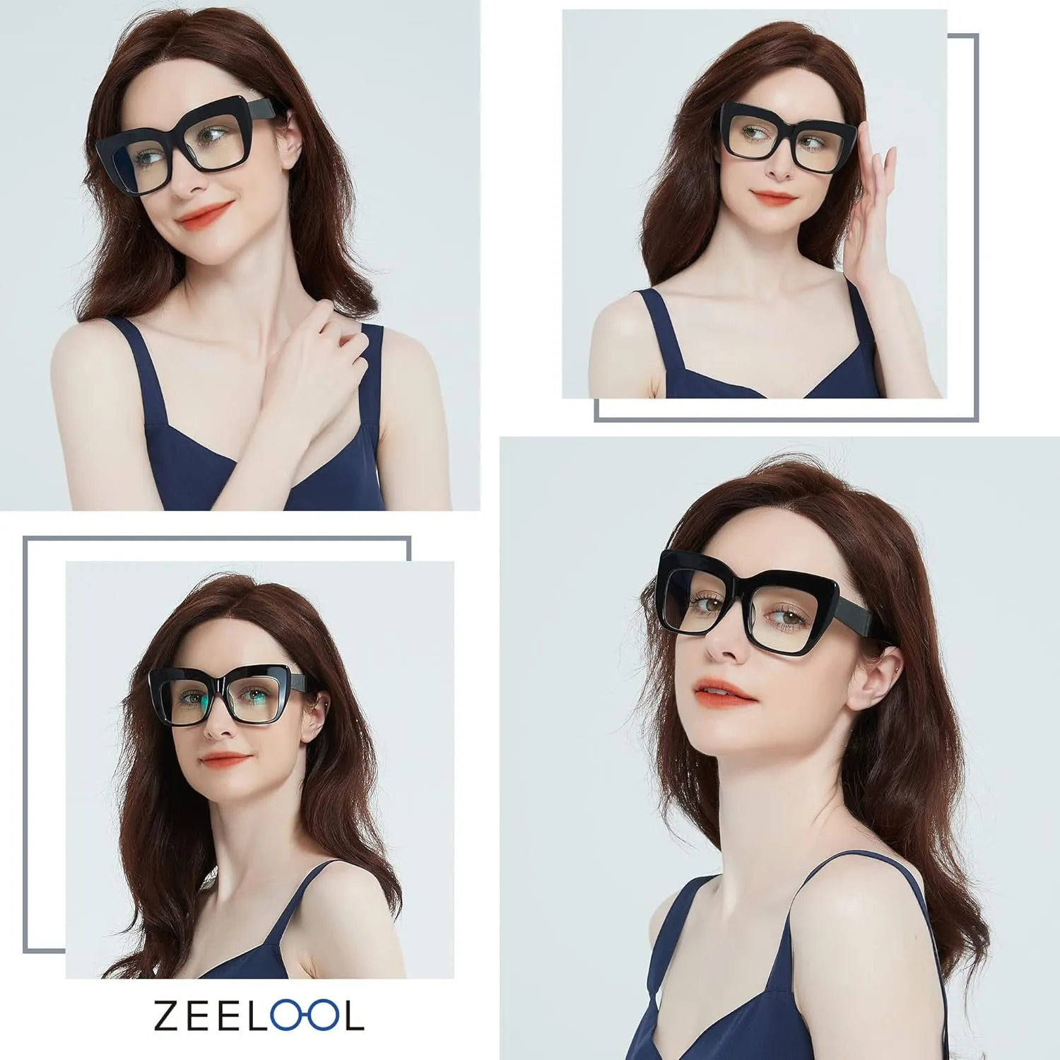 Zeelool Stylish Thick Cat Eye Glasses Frame with Clear Lens Charmaine ZOA01901