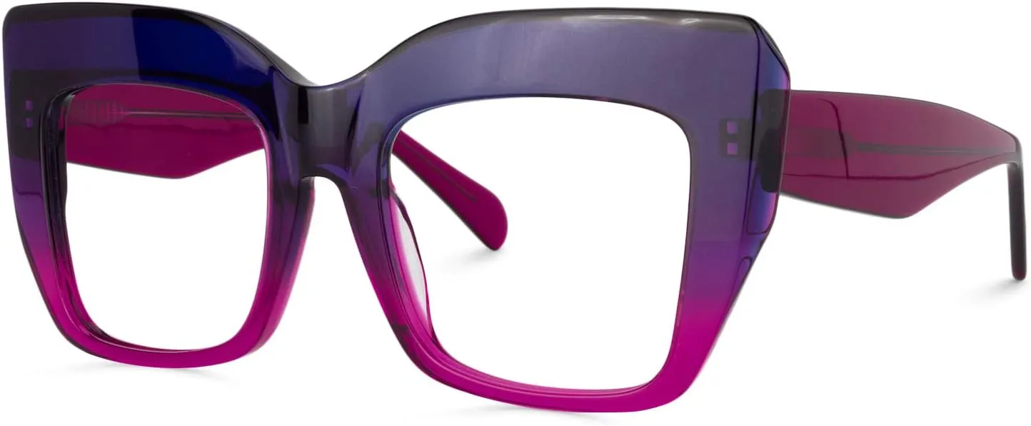 Zeelool Stylish Thick Cat Eye Glasses Frame with Clear Lens Charmaine ZOA01901