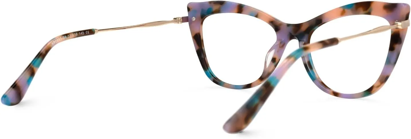 Zeelool Trendy Oversized Acetate Cat Eye Glasses Frame with Clear Lens for Women Indira ZFP0665