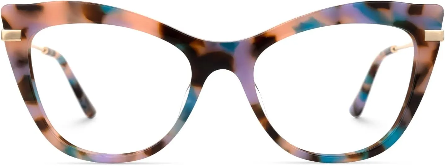 Zeelool Trendy Oversized Acetate Cat Eye Glasses Frame with Clear Lens for Women Indira ZFP0665